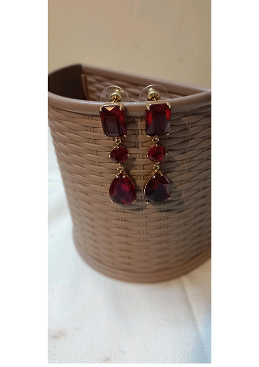 RUBY RED CRYSTAL DANGLER EARRINGS