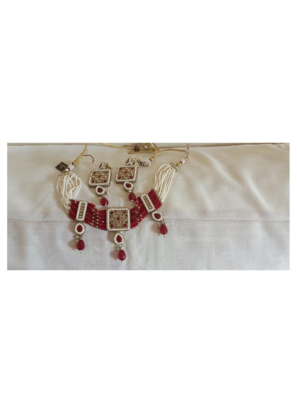 MAROON BEAD & PEARL ETHNIC NECKLACE SET