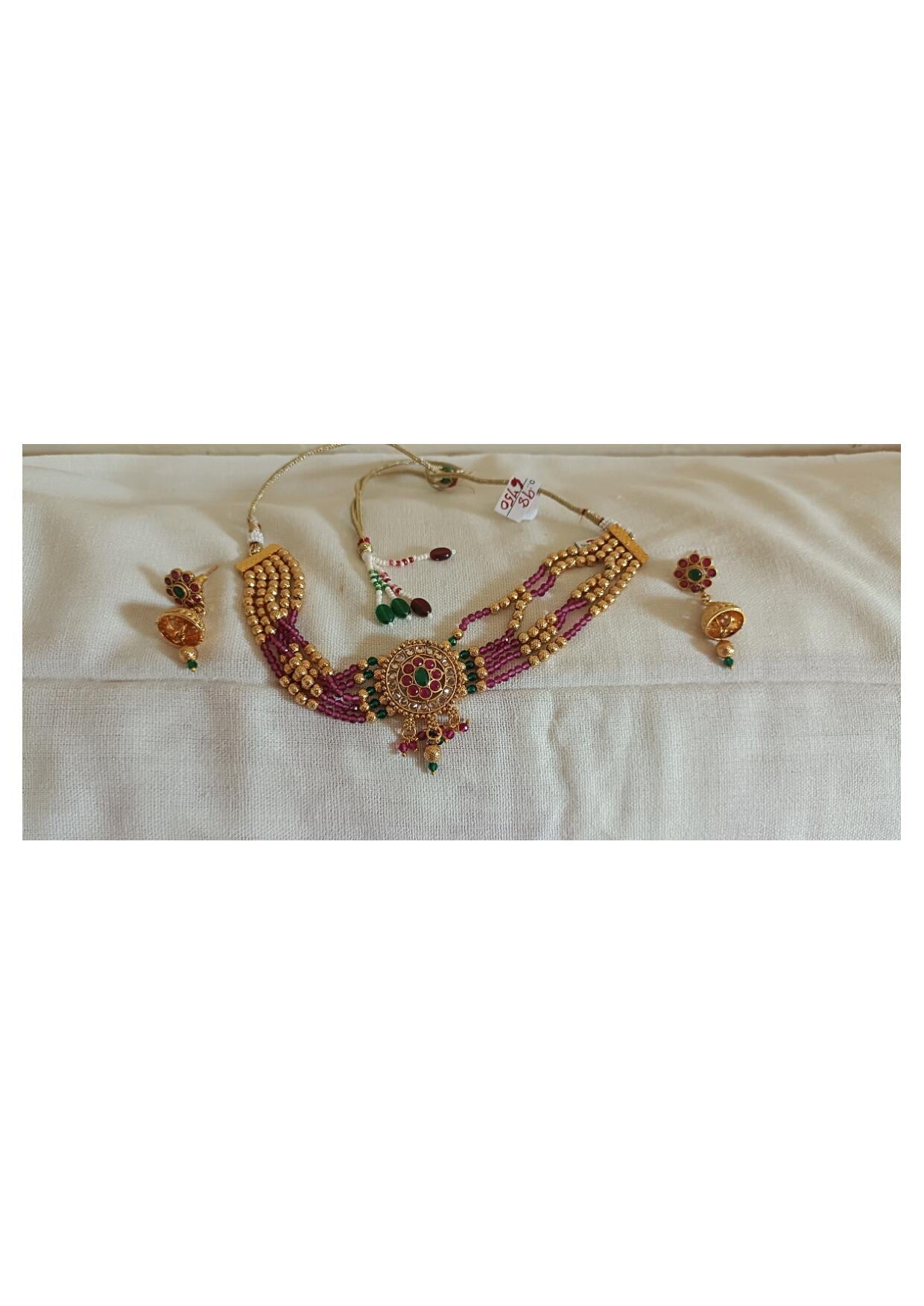 GOLDEN MULTILCOLOUR MEENAKARI ETHNIC NECKLACE SET