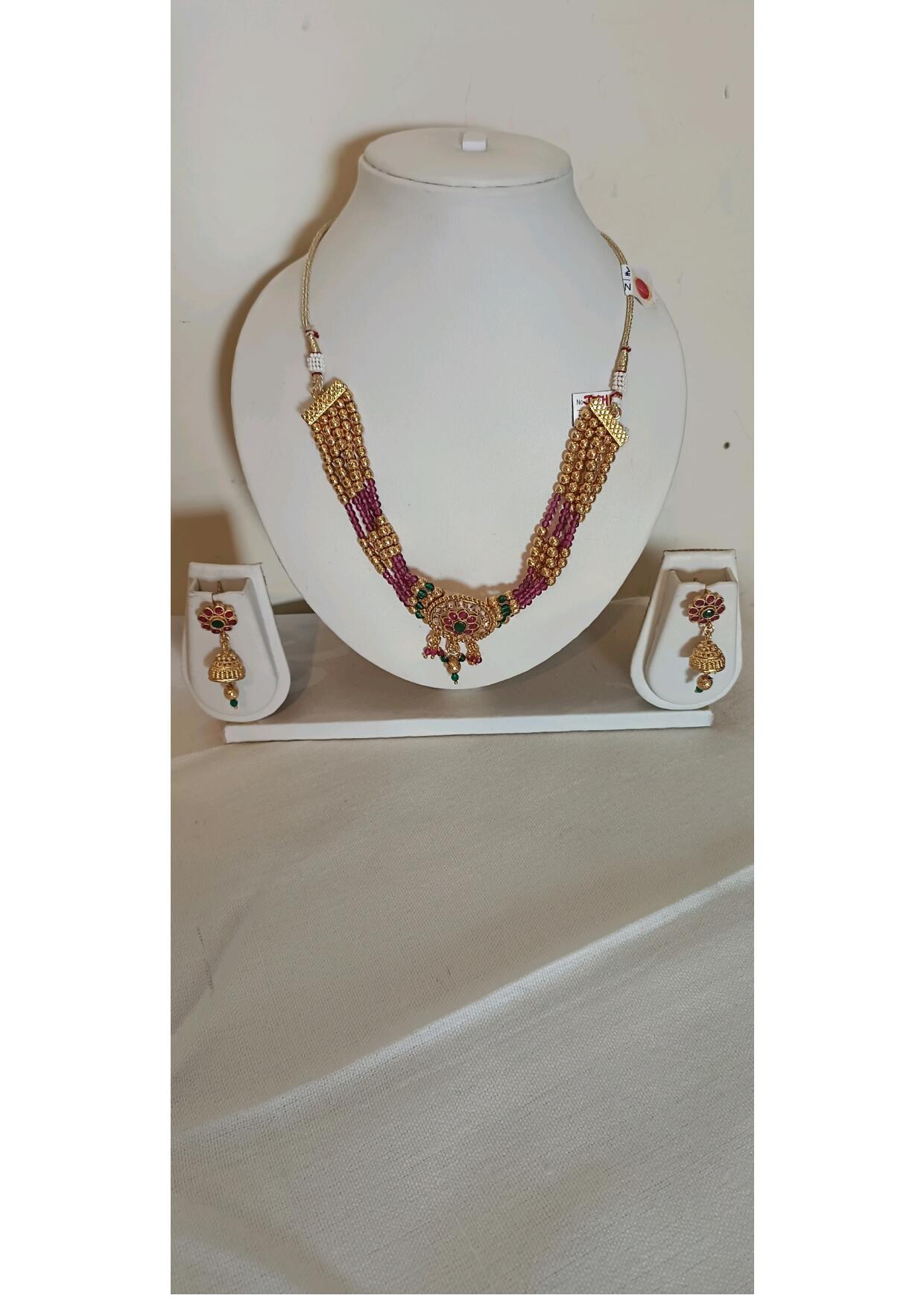 GOLDEN MULTILCOLOUR MEENAKARI ETHNIC NECKLACE SET