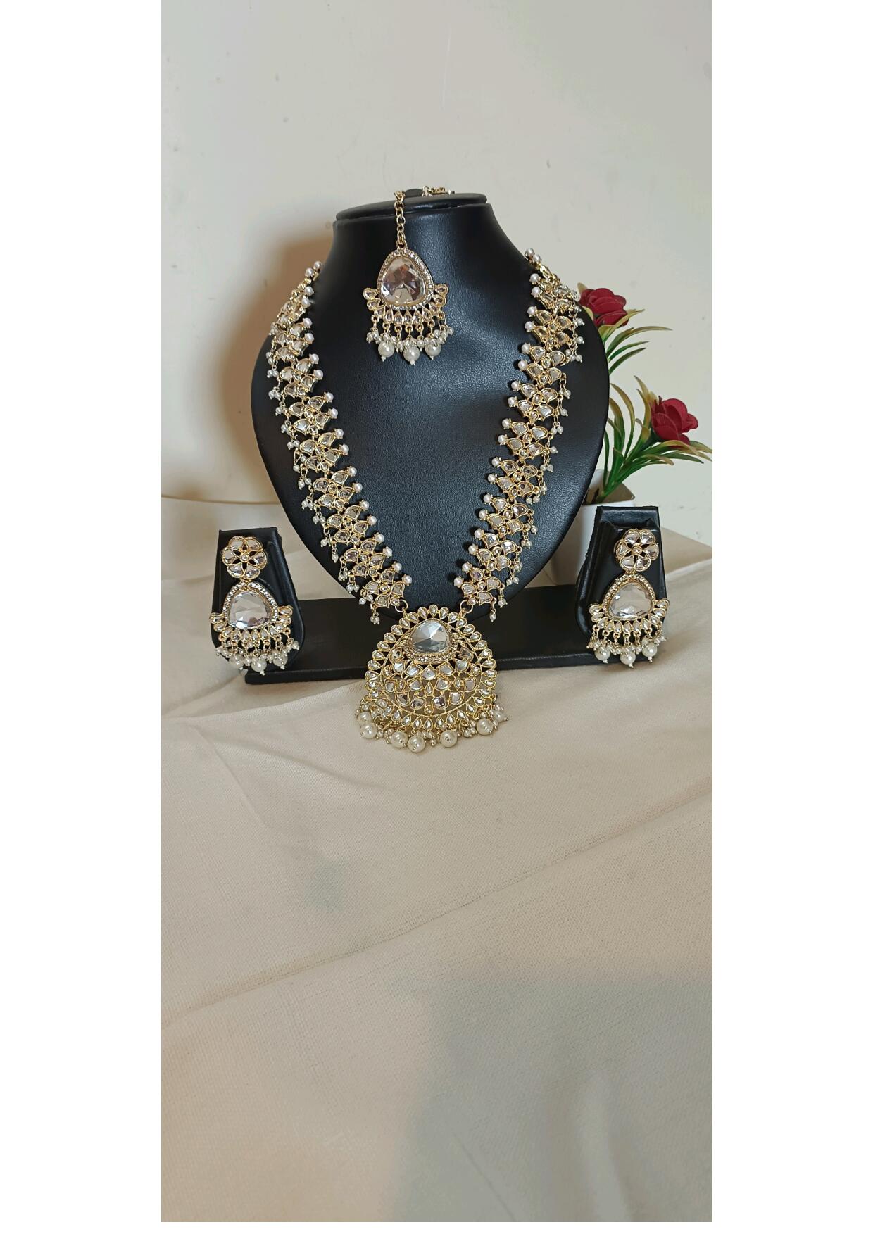 IVORY PEARL KUNDAN ETHNIC NECKLACE SET