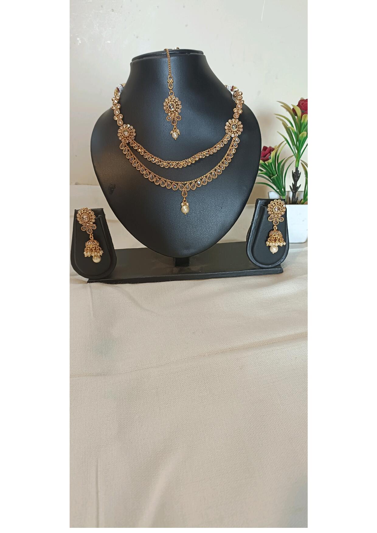 GOLDEN DOUBLE LAYER ETHNIC NECKLACE SET