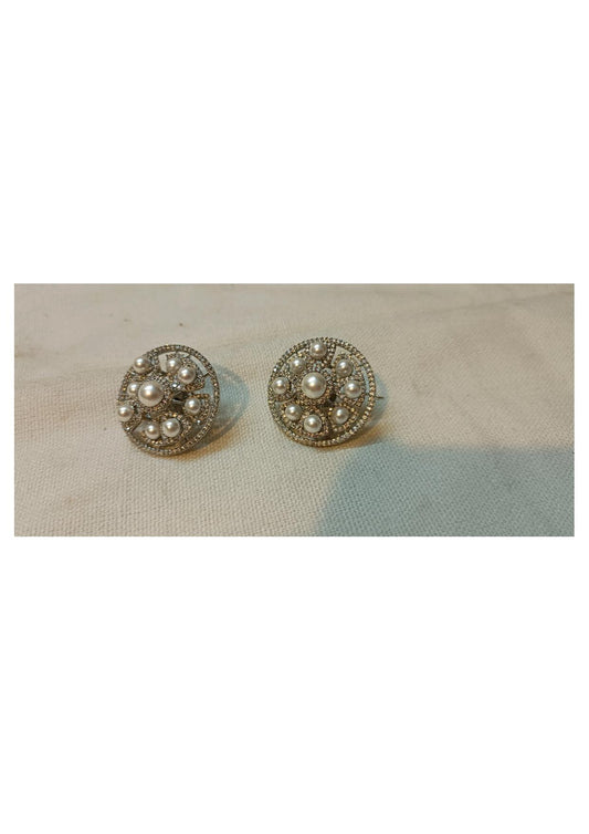 ANTIQUE  PEARL AMERICAN DIAMOND STUD EARRINGS